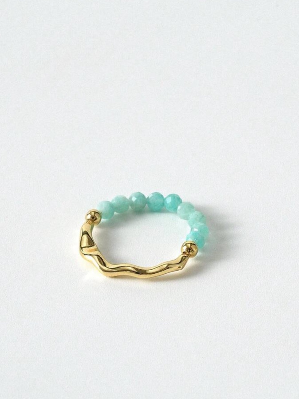 Aqua Bead Wave Ring M1767